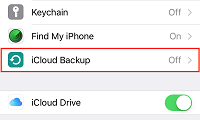 iCloud Backup button