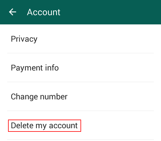Button to delete your WhatsApp account