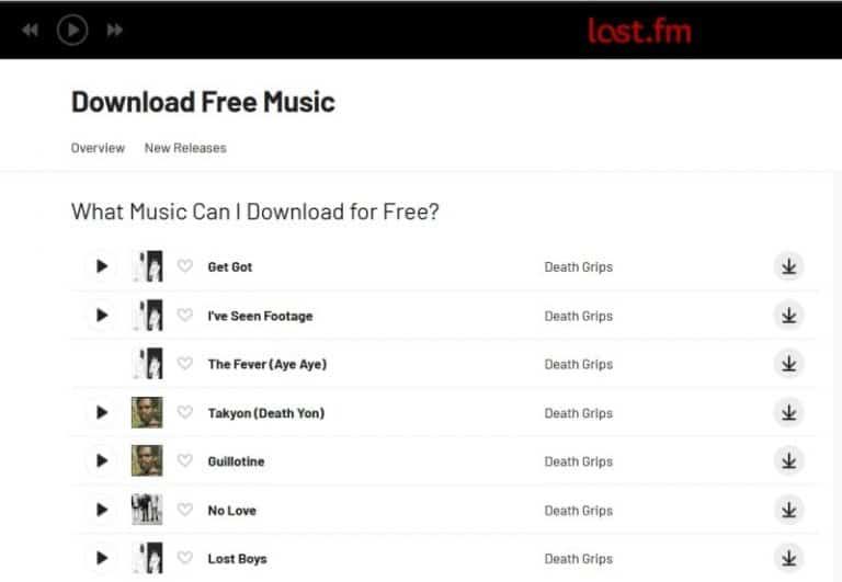 Last.fm free music downloads page