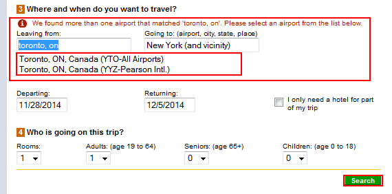 Filter through Expedia suggestions