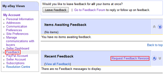 Request revision of feedback button