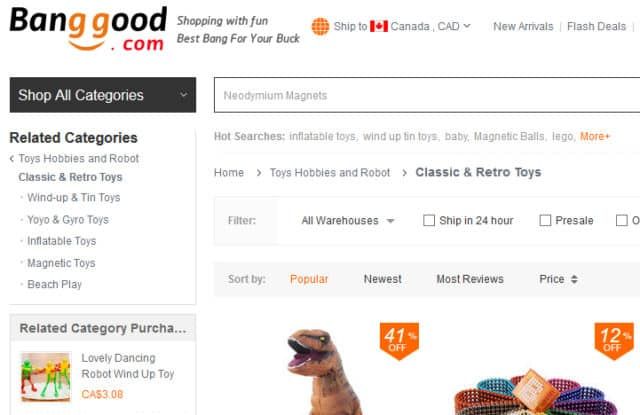 A screenshot of BangGood.com