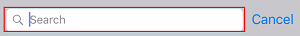 Screenshot showing search bar in Messages app open and ready to type in search criteria