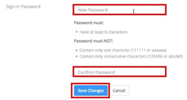 Admin option to change Zoom user’s password