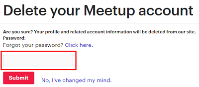 Enter your Meetup password