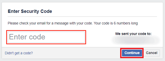 Enter recovery code received in email