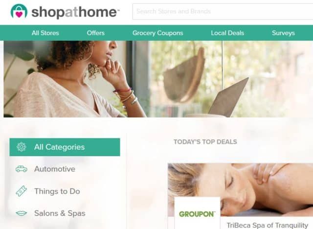 Screenshot of ShopAtHome.com