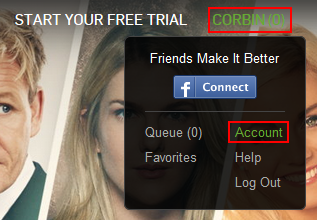 Hulu account settings access button