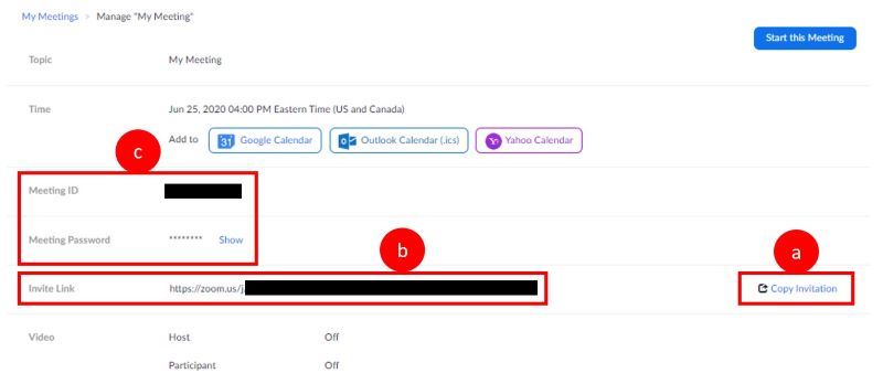 Browser client numbered invite attendees steps