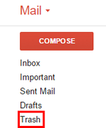 Gmail Trash folder button