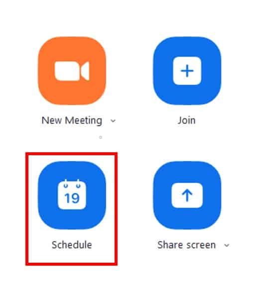 Main screen schedule meeting button