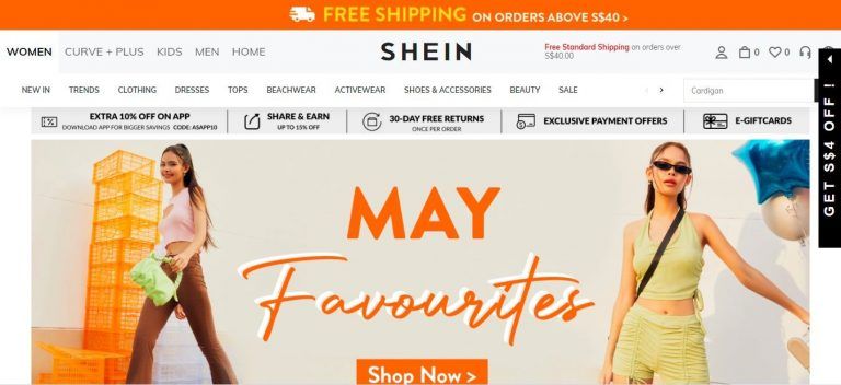 SHEIN Singapore homepage