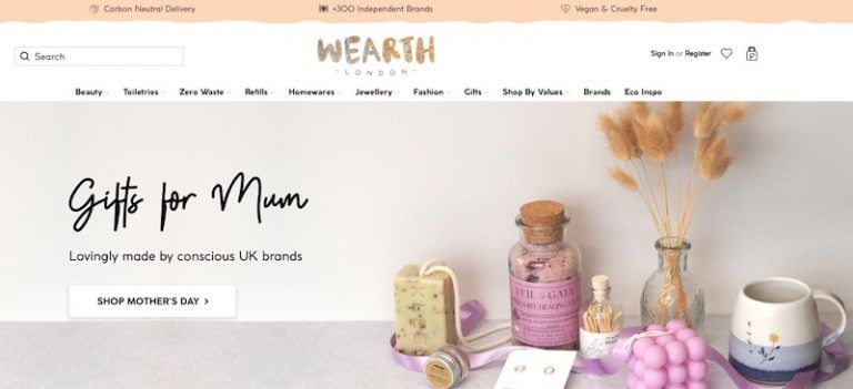 Wearth London homepage