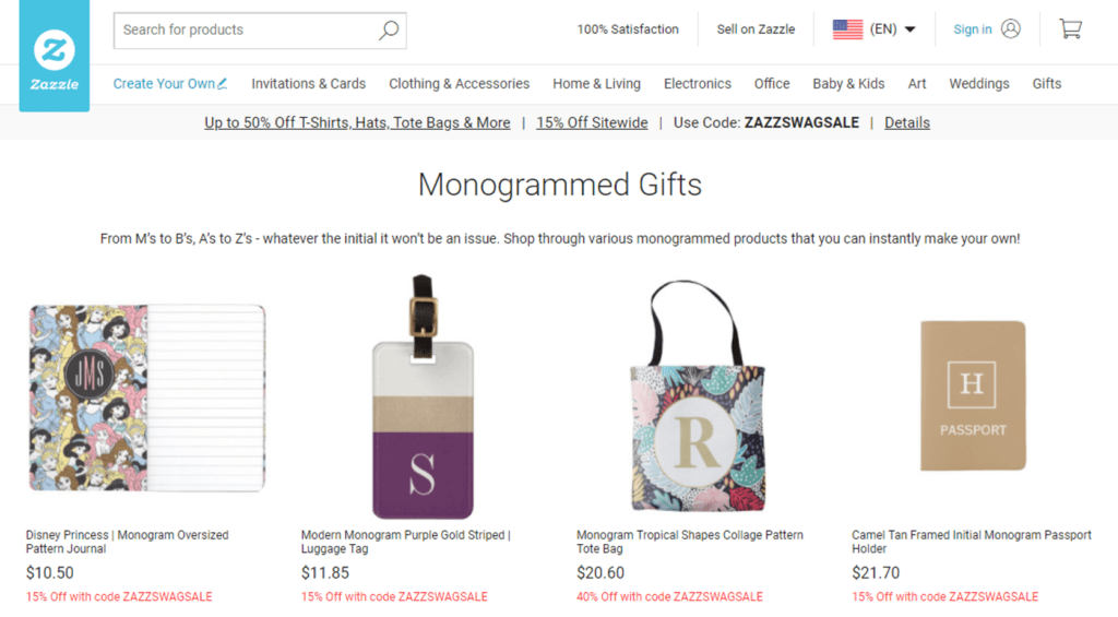 Zazzle website