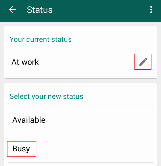 Selecting a new WhatsApp status