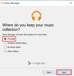 iTunes option