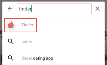 Searching for the Tinder app on the app store