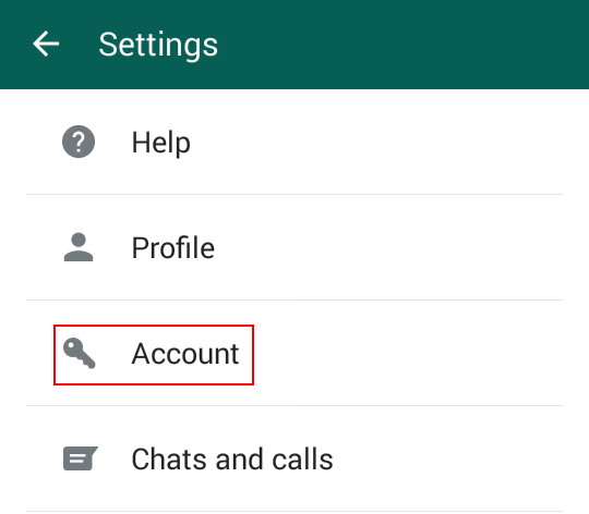 Access your WhatsApp account settings