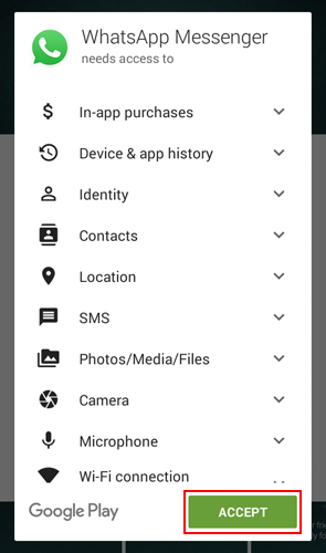 Giving WhatsApp permissions on your phone