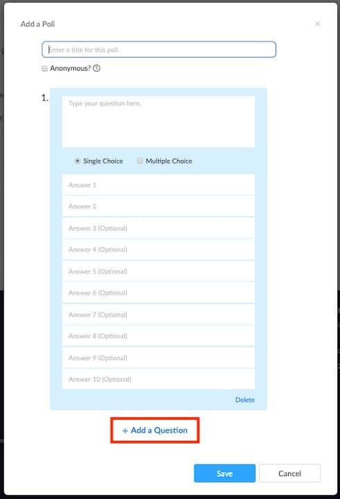 Create poll screen