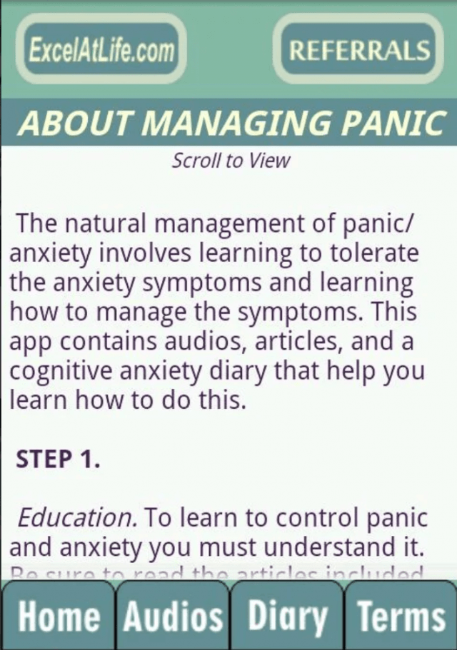 Stop Panic & Anxiety Self-Help info screen