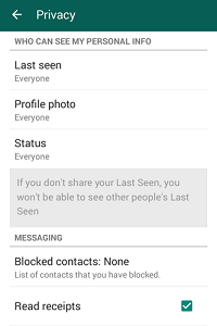 Edit WhatsApp privacy settings