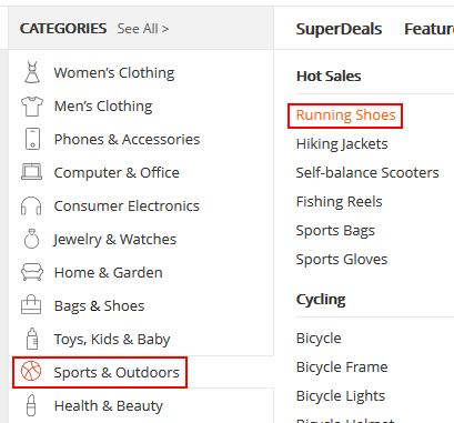 How to browse AliExpress item categories