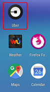 Uber app icon on mobile homepage