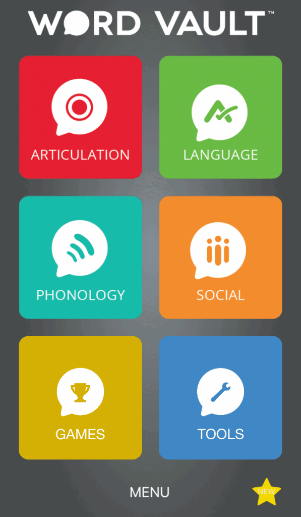 Word Vault home screen