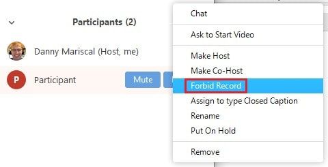 Revoking a participant’s recording permissions