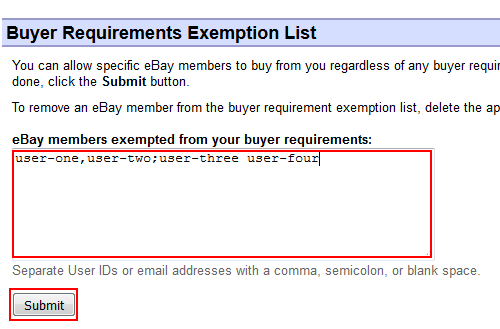 Add a user to the exemption list