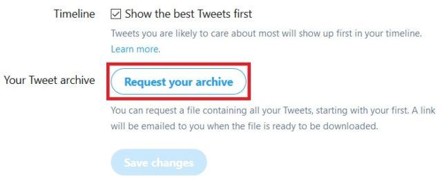Button to download a log of your tweets