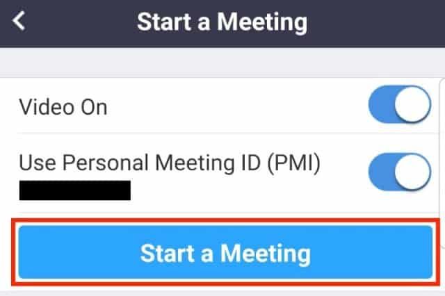 Start a Meeting button