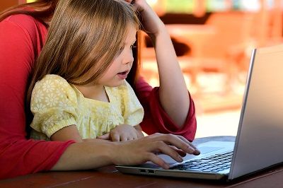 Young girl using technology