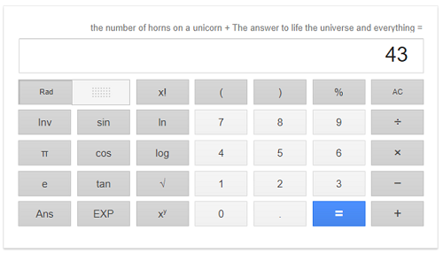 Number of Horns on a Unicorn plus The Hitch Hikers Guide Answer to the Universe