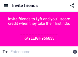 Invite your friends to use Lyft