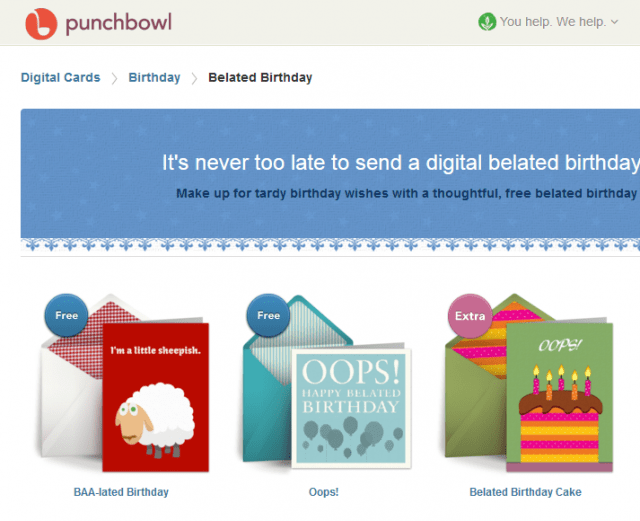 Punchbowl greeting cards