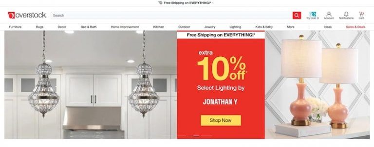 Overstock homepage