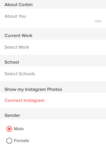 Details on your Tinder profile that you can change