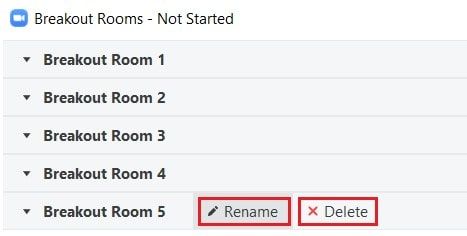 Renaming or deleting a breakout room
