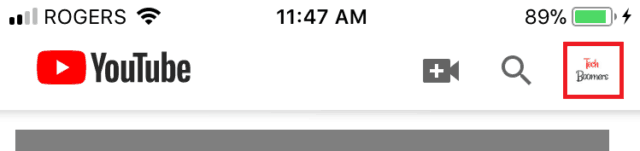 Tapping your profile icon to open the main YouTube menu