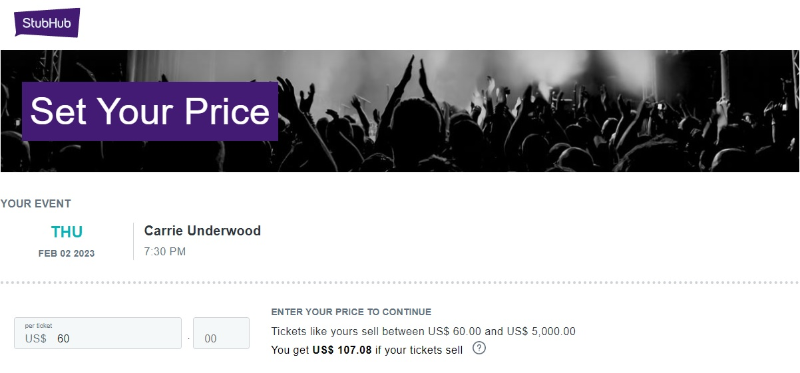 StubHub pricing assistant