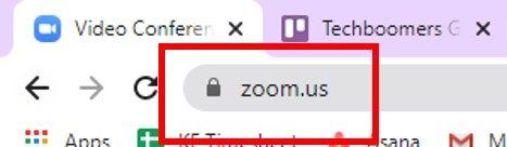 Web browser with zoom.us entered