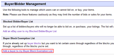 Edit buyer exemption list button