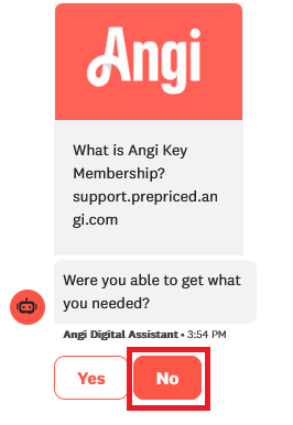 Ask the Angi Digital Assistant for more help with your membership