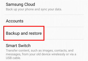 Backup and Restore button