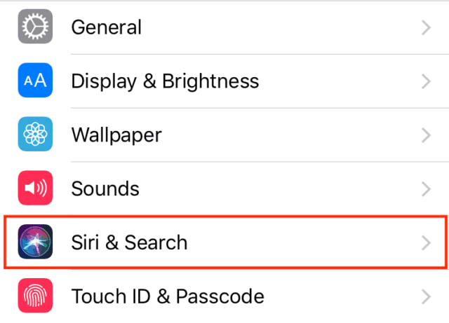 Edit Siri and search settings for your iOS device