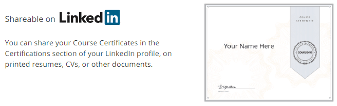 A course completion certificate