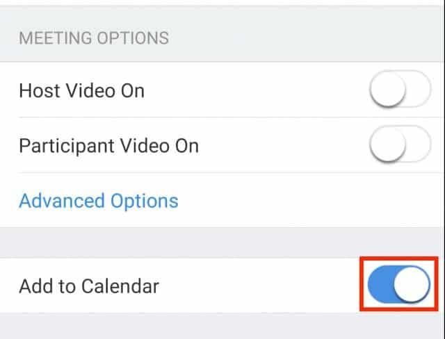 Add to Calendar toggle turned on