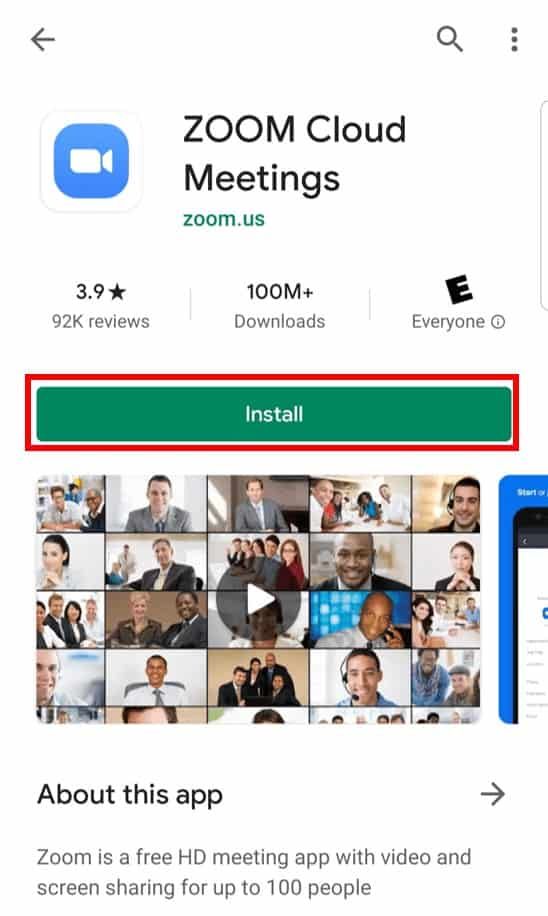 Zoom Cloud Meetings app download on mobile